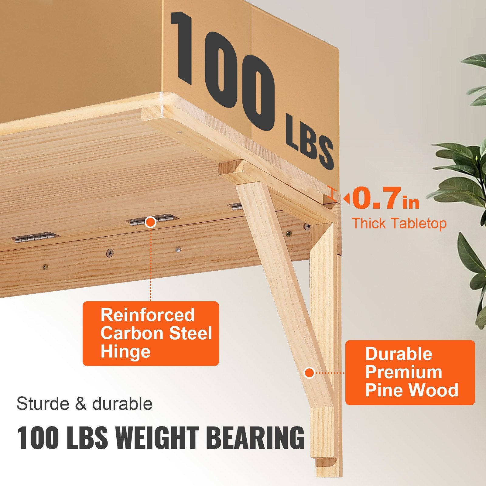 Wall Mounted Folding Table, Wall Mounted Drop Leaf Tables, Solid Wood Floating Desk for Dining, Laundry Room, V952-FDBGZSMDB000O92SXV0