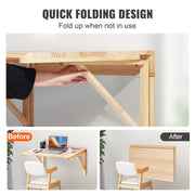 Wall Mounted Folding Table, Wall Mounted Drop Leaf Tables, Solid Wood Floating Desk for Dining, Laundry Room, V952-FDBGZSMDB000O92SXV0