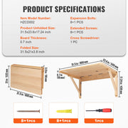 Wall Mounted Folding Table, Wall Mounted Drop Leaf Tables, Solid Wood Floating Desk for Dining, Laundry Room, V952-FDBGZSMDB000O92SXV0