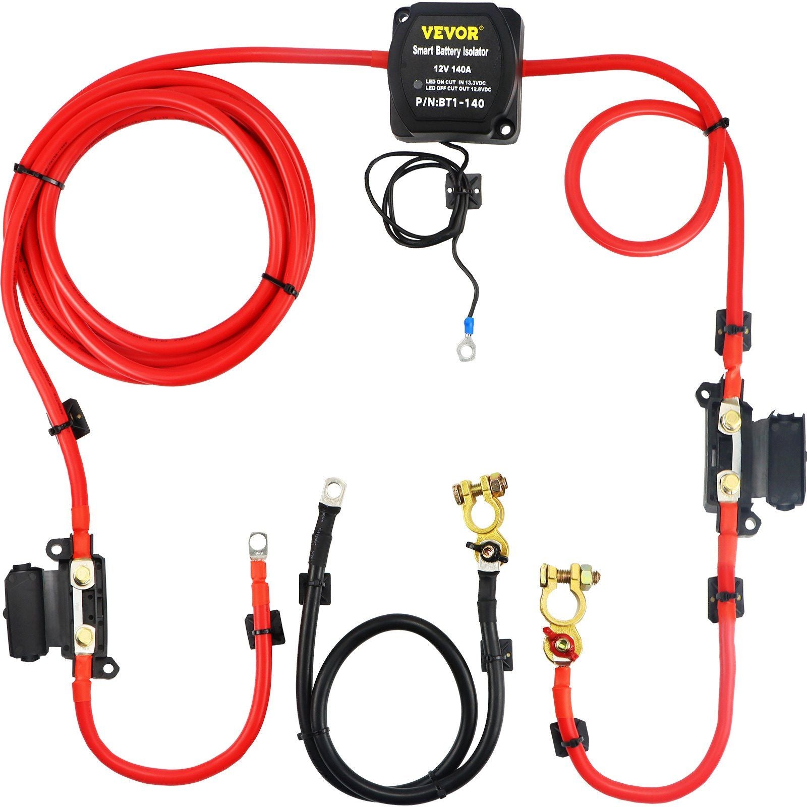 Split Charge Relay Kit, 6mtr, Automatic Dual Battery Isolator Kit with 140AMP Voltage Sense Relay VSR, V952-FDCDJDQTJMMYYIMPBV0