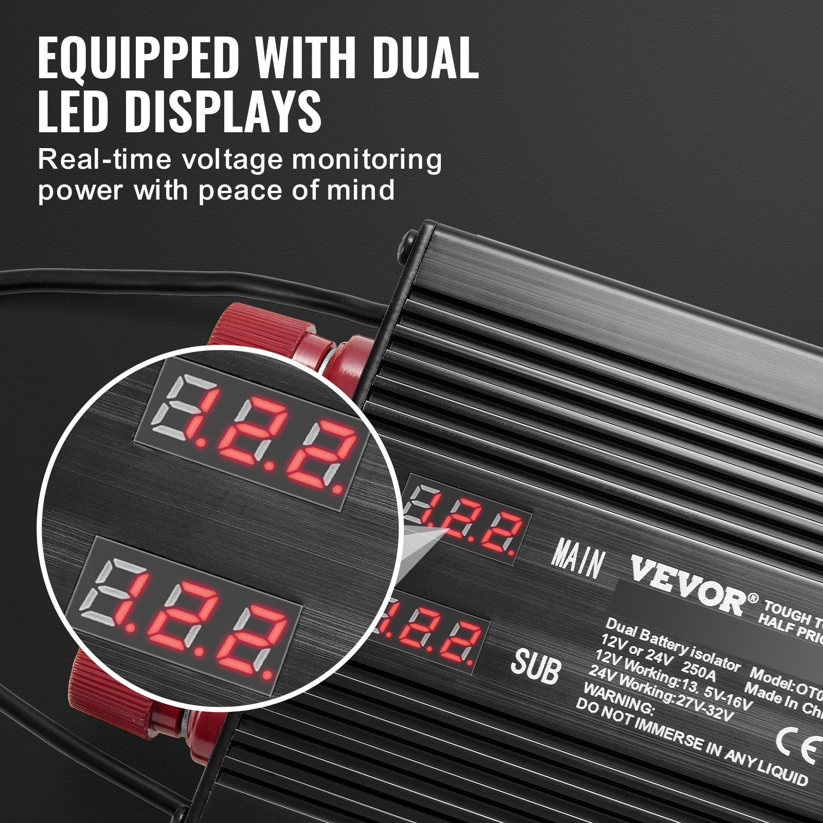 Dual Battery Smart Isolator, 250 AMP, Universal VSR Voltage Sensitive Relay Battery Isolator Intelligent with V952-FDCDJDQZJLCD5R75PV9