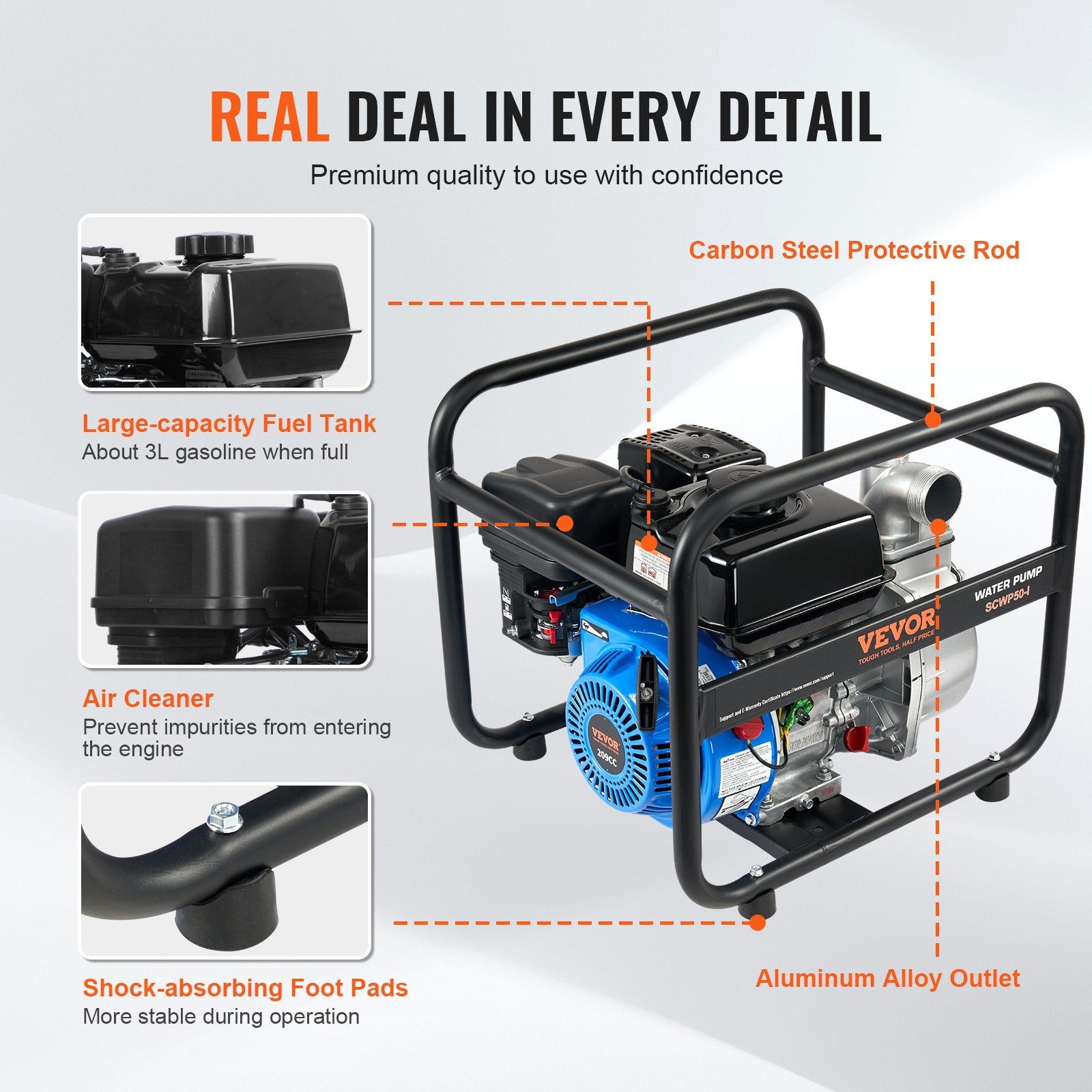 Gasoline Engine Water Pump Gas Powered Transfer Pump 50 mm 6.5HP 4-Stroke V952-FDJQDBKZJ2YCXT4BJV0