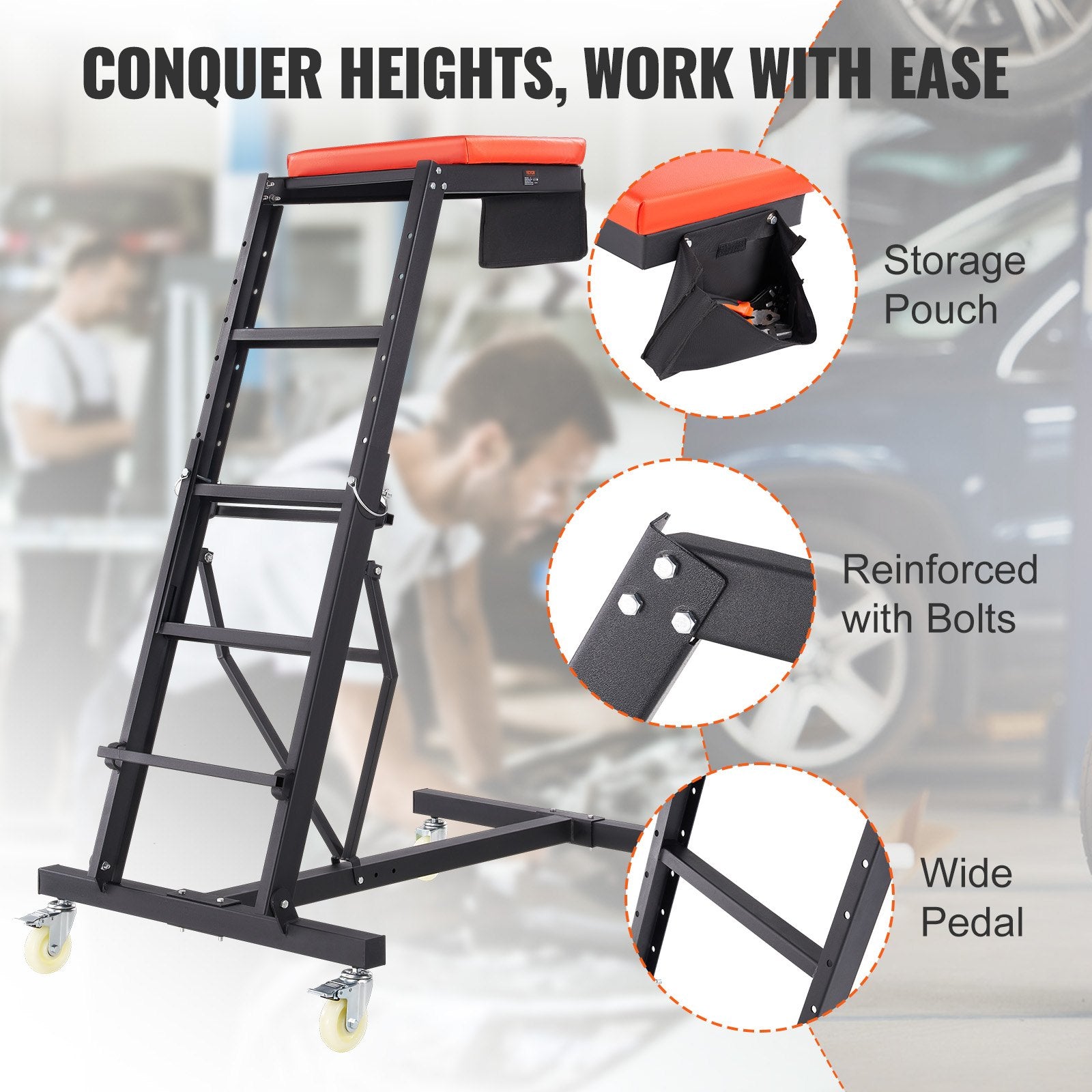 Top Automotive Creeper, Engine Creeper with Adjustable Height 45.7" to 66.3",181.44KGS Capacity High Creeper, V952-FDJXCTYIXIX4TSO9KV0