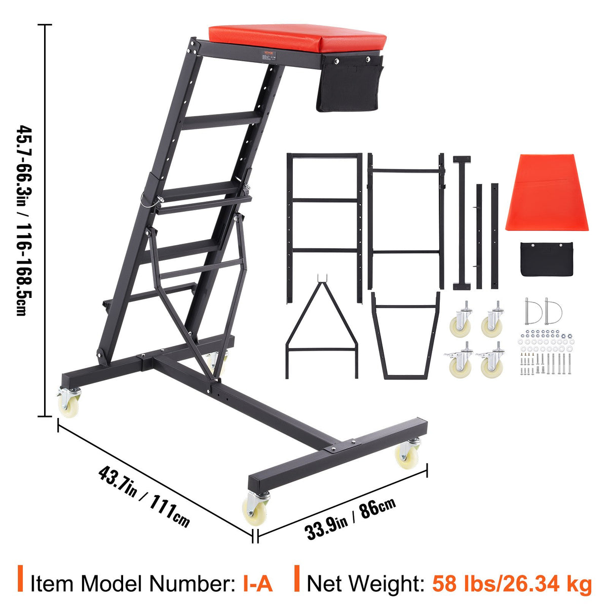 Top Automotive Creeper, Engine Creeper with Adjustable Height 45.7" to 66.3",181.44KGS Capacity High Creeper, V952-FDJXCTYIXIX4TSO9KV0