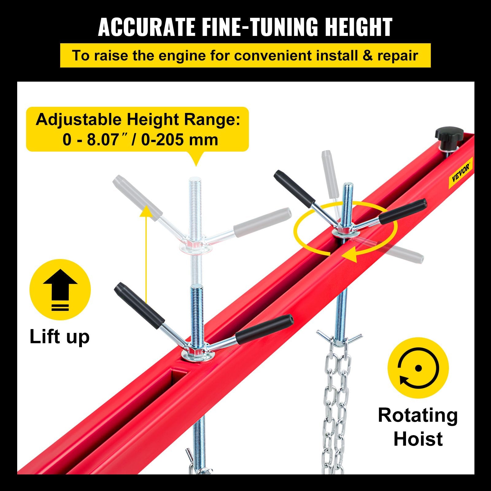 Engine Support Bar Engine Load Leveler 1100 Lbs Transmission w/ Dual Hook V952-FDJZCG1100LBSJTOPV0