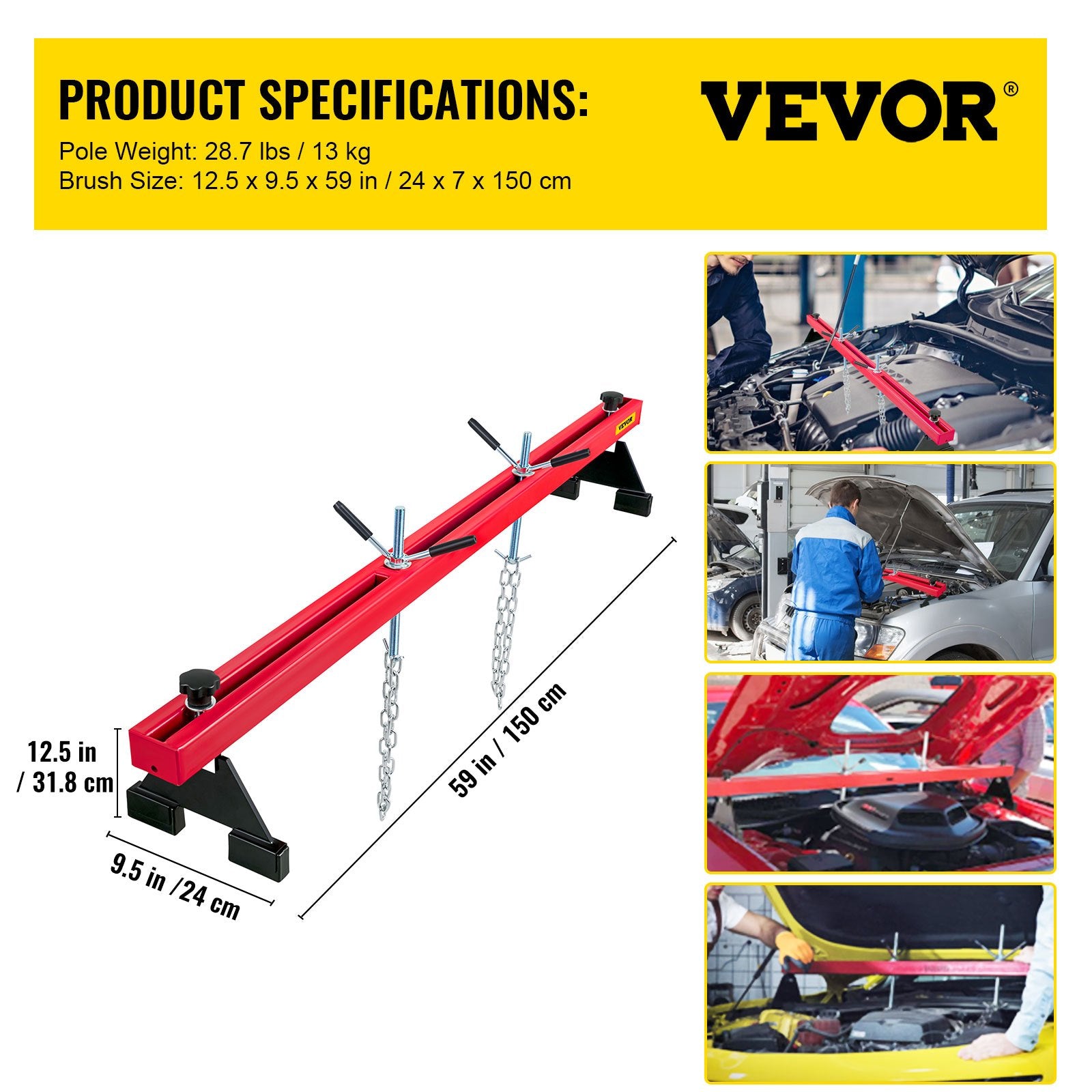 Engine Support Bar Engine Load Leveler 1100 Lbs Transmission w/ Dual Hook V952-FDJZCG1100LBSJTOPV0