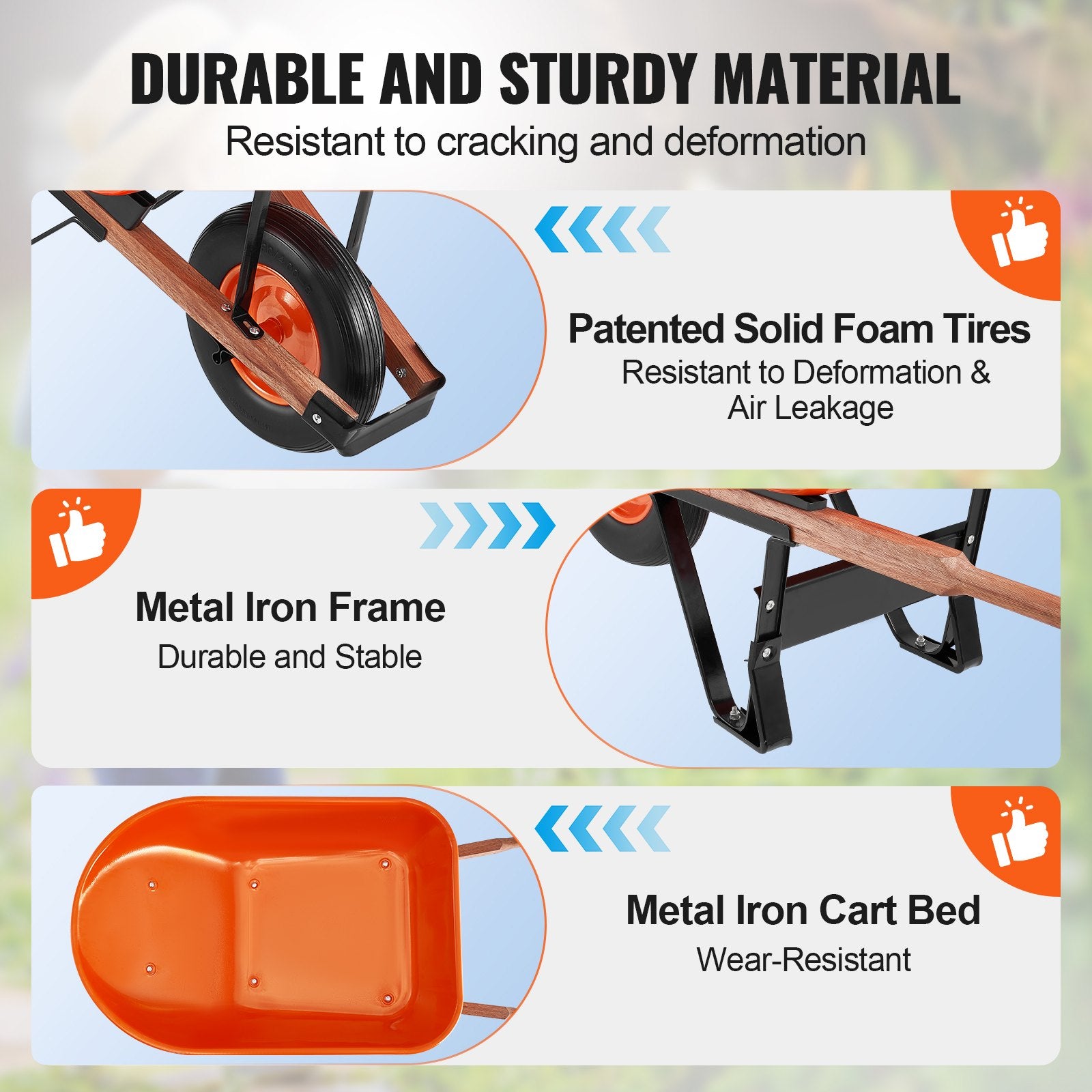 Wheelbarrow Cart One Wheel 6 Cu Ft Garden Dump Cart 330 lbs Utility Cart V952-FDL2LHYTC1JL101ICV0
