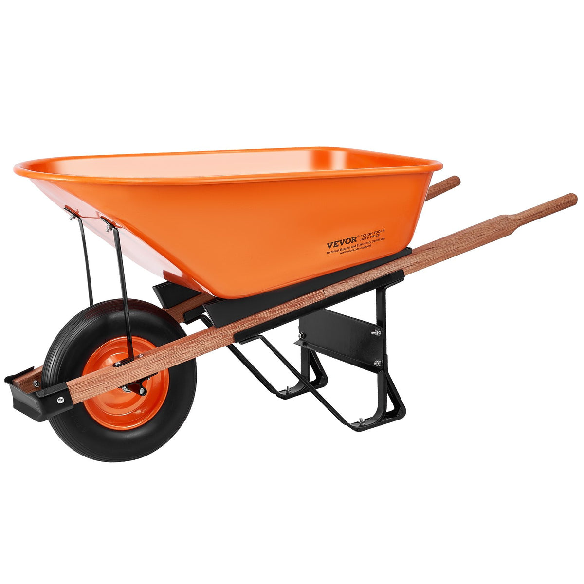 Wheelbarrow Cart One Wheel 6 Cu Ft Garden Dump Cart 330 lbs Utility Cart V952-FDL2LHYTC1JL101ICV0