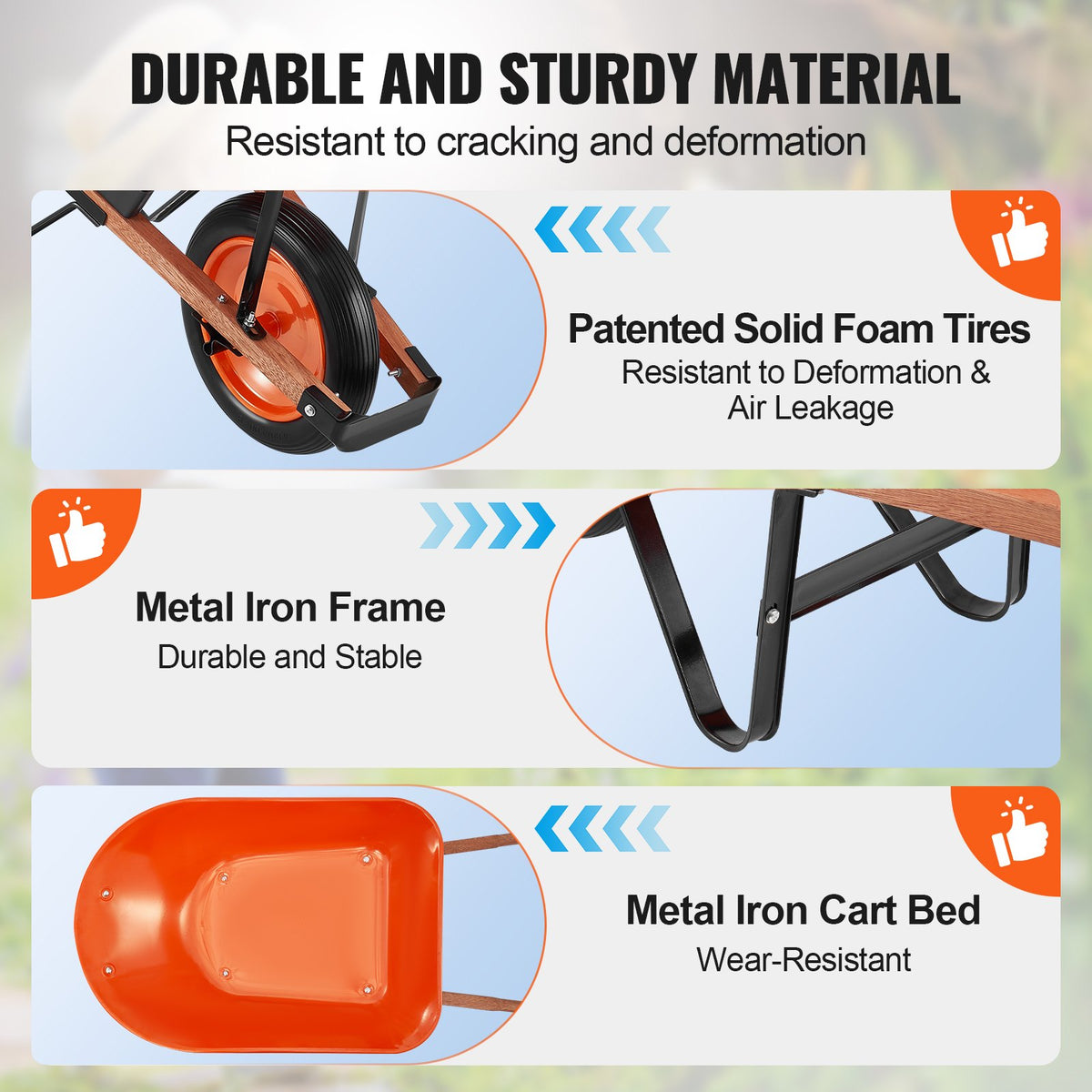 Wheelbarrow Cart One Wheel Garden Dump Cart 330 lbs Yard Utility Cart V952-FDL2LHYTC1JLDOIX6V0