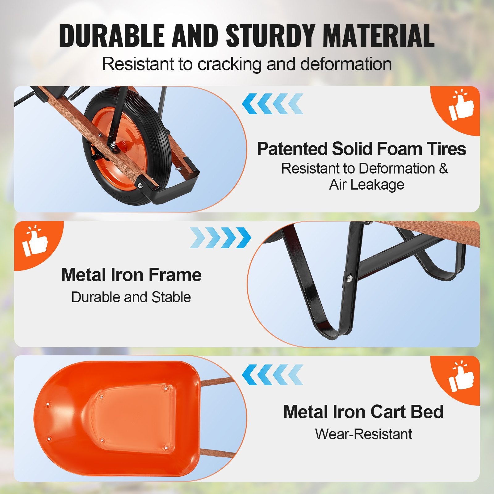 Wheelbarrow Cart One Wheel Garden Dump Cart 330 lbs Yard Utility Cart V952-FDL2LHYTC1JLDOIX6V0
