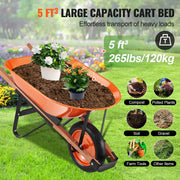Wheelbarrow Cart One Wheel Garden Dump Cart 330 lbs Yard Utility Cart V952-FDL2LHYTC1JLDOIX6V0