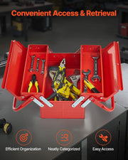Metal Tool Box, 14-inch, 2-Tier 3-Tray Portable Folding Tool Chest Organizer with Handle & Lock Hole, Powder V952-FDSBXSGJX14I7NN0BV0