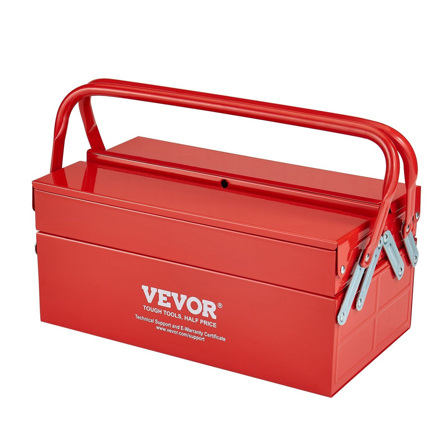 Metal Tool Box, 14-inch, 2-Tier 3-Tray Portable Folding Tool Chest Organizer with Handle & Lock Hole, Powder V952-FDSBXSGJX14I7NN0BV0