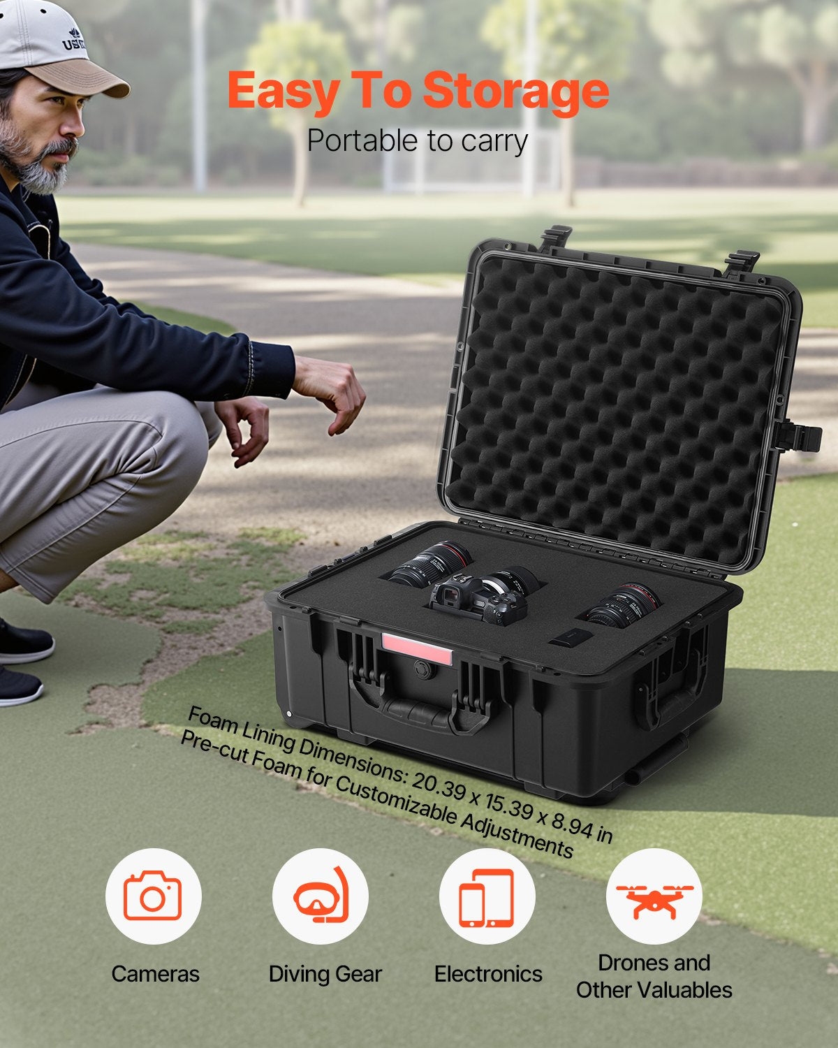 2.5 Cu.ft Weatherproof Hard Case, Waterproof Hard Case with Rolling Wheels and Retractable Pull Handle, IP67 V952-FFYLGX30LFYC2ZF5YV0