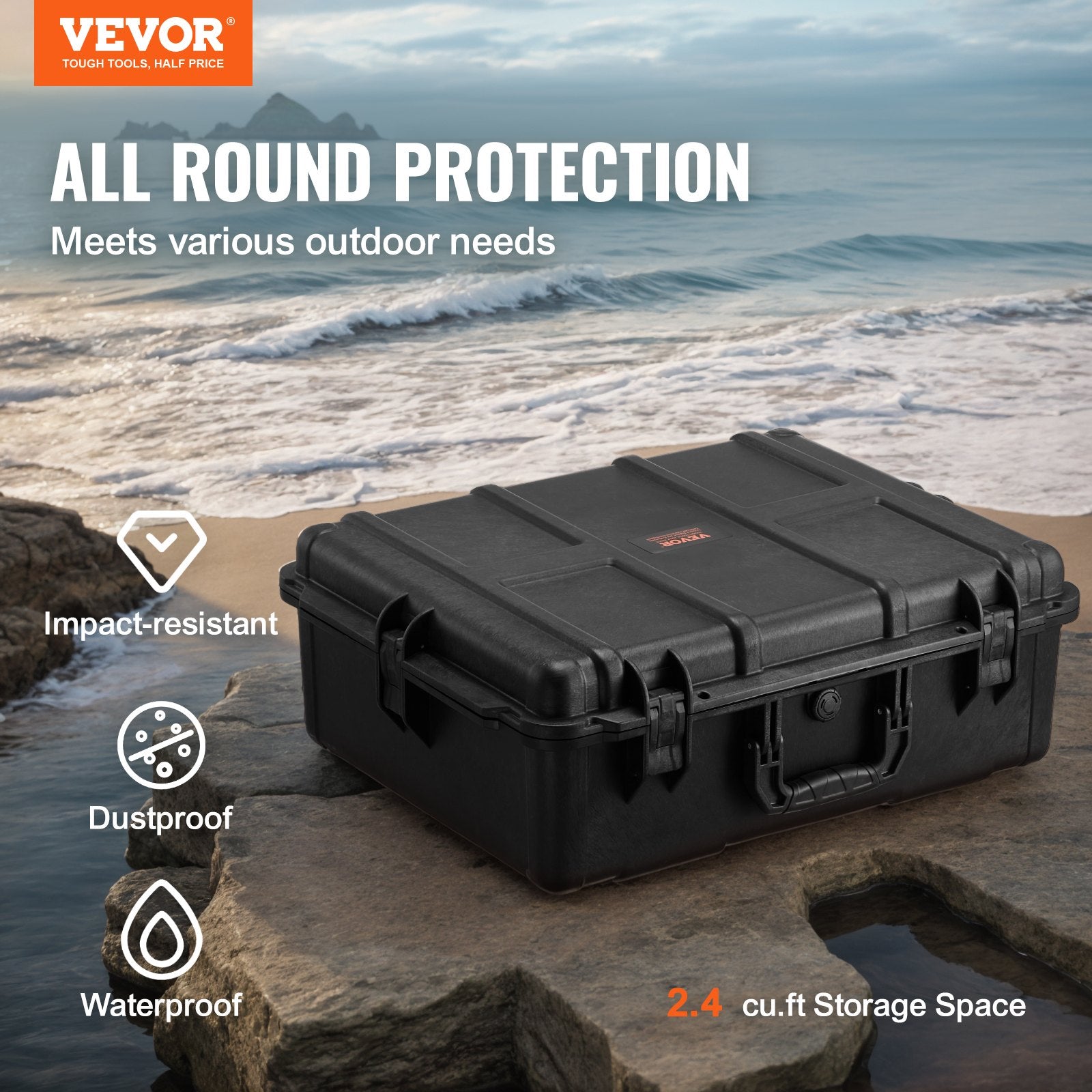 Weatherproof Hard Case, Heavy Duty Protective Dry Box Case with Pre-cut Foam, and Retractable Pull Handles V952-FFYSTX2025CU96KGUV0