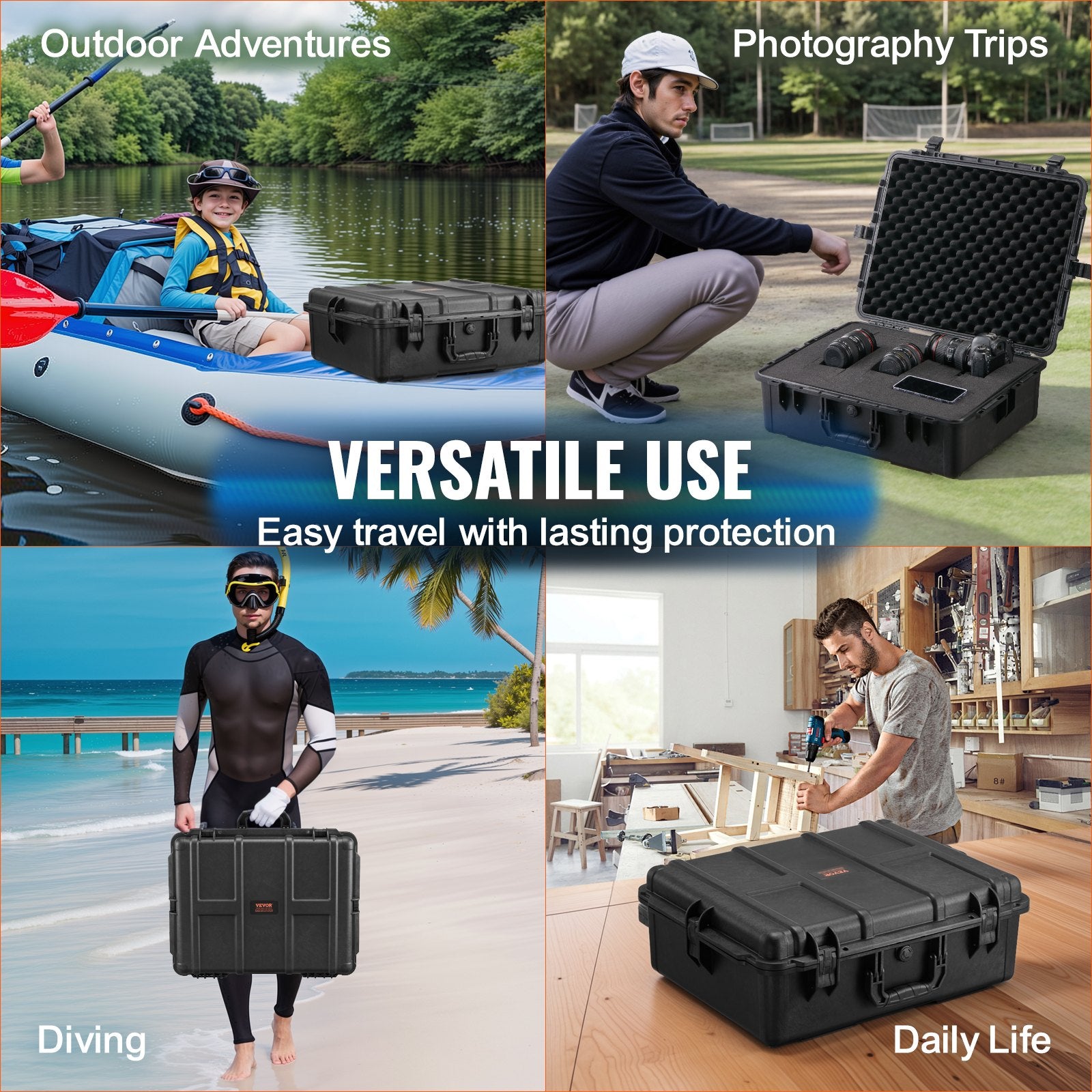 Weatherproof Hard Case, Heavy Duty Protective Dry Box Case with Pre-cut Foam, and Retractable Pull Handles V952-FFYSTX2025CU96KGUV0
