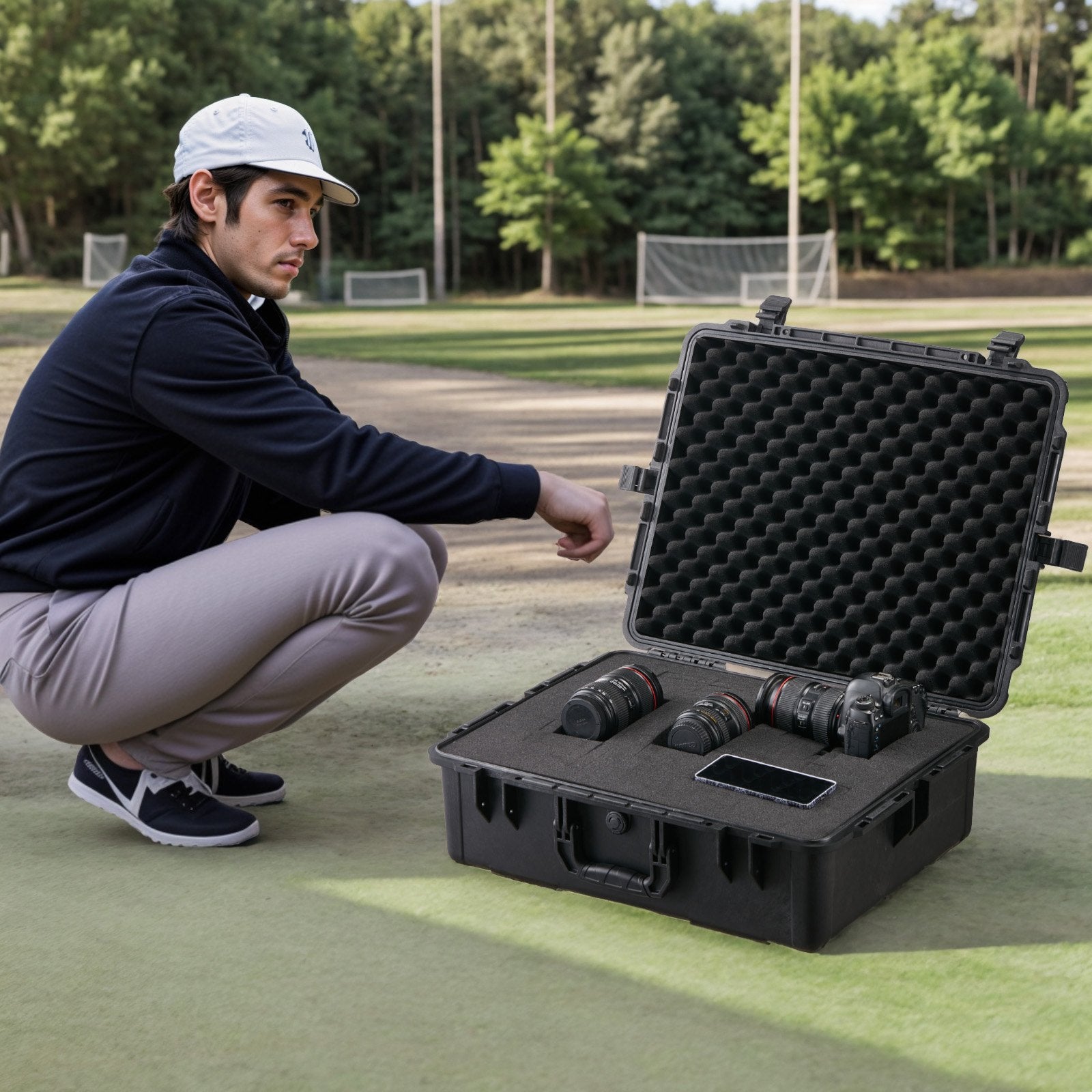 Weatherproof Hard Case, Heavy Duty Protective Dry Box Case with Pre-cut Foam, and Retractable Pull Handles V952-FFYSTX2025CU96KGUV0