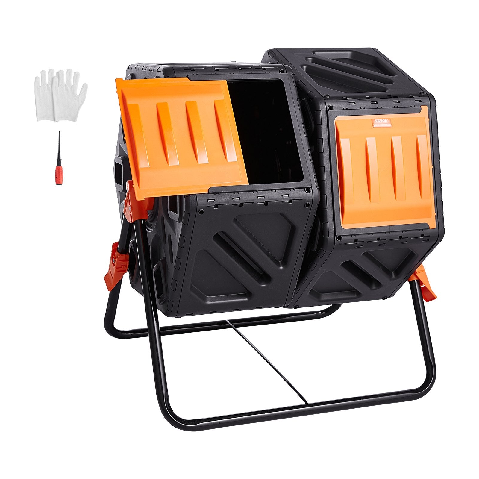 Compost Bin 37 Gal Dual-Chamber Composter Tumbler Rotating Sliding Doors V952-FGDFJ37JL000EYX7CV0