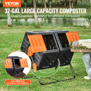 Compost Bin 37 Gal Dual-Chamber Composter Tumbler Rotating Sliding Doors V952-FGDFJ37JL000EYX7CV0
