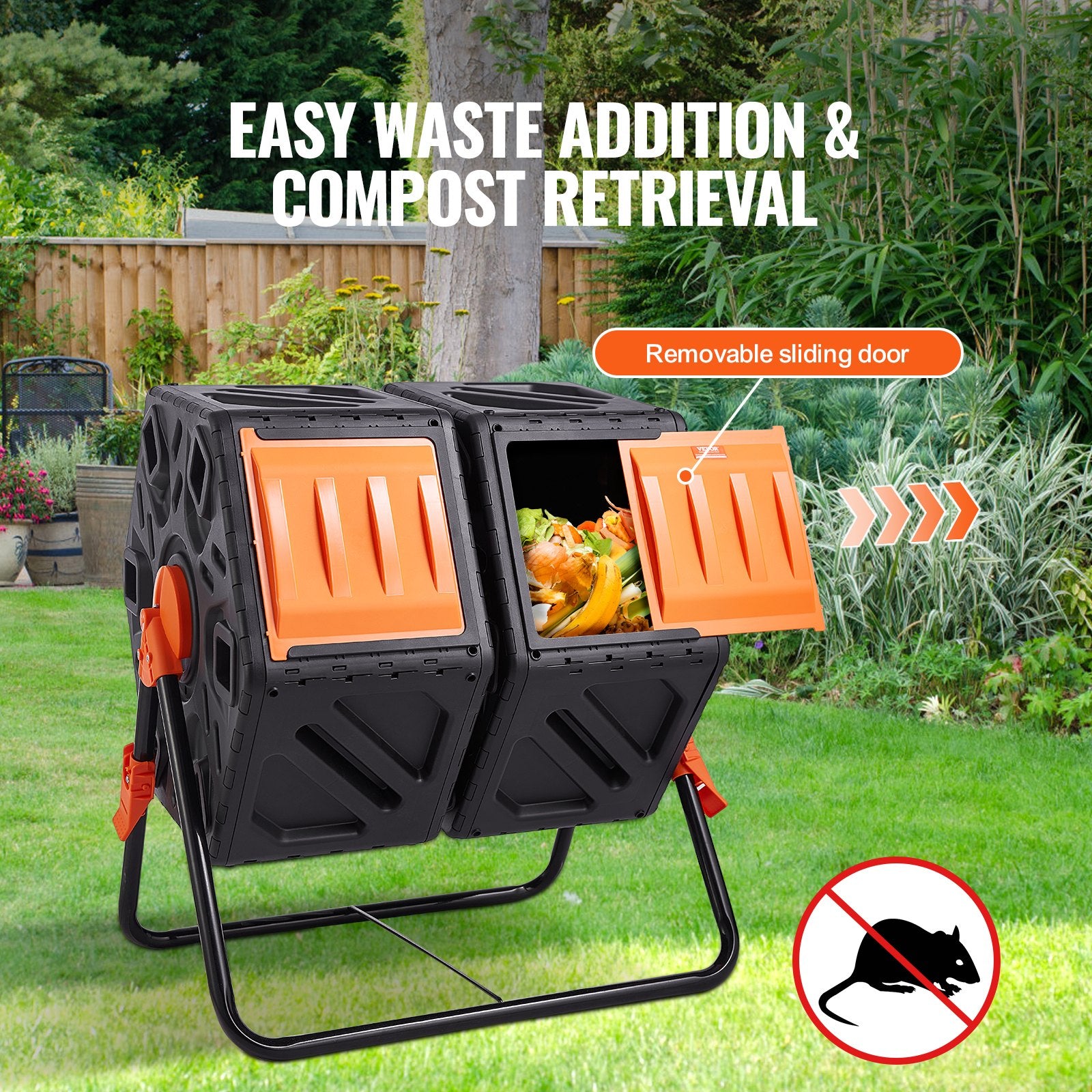 Compost Bin 37 Gal Dual-Chamber Composter Tumbler Rotating Sliding Doors V952-FGDFJ37JL000EYX7CV0