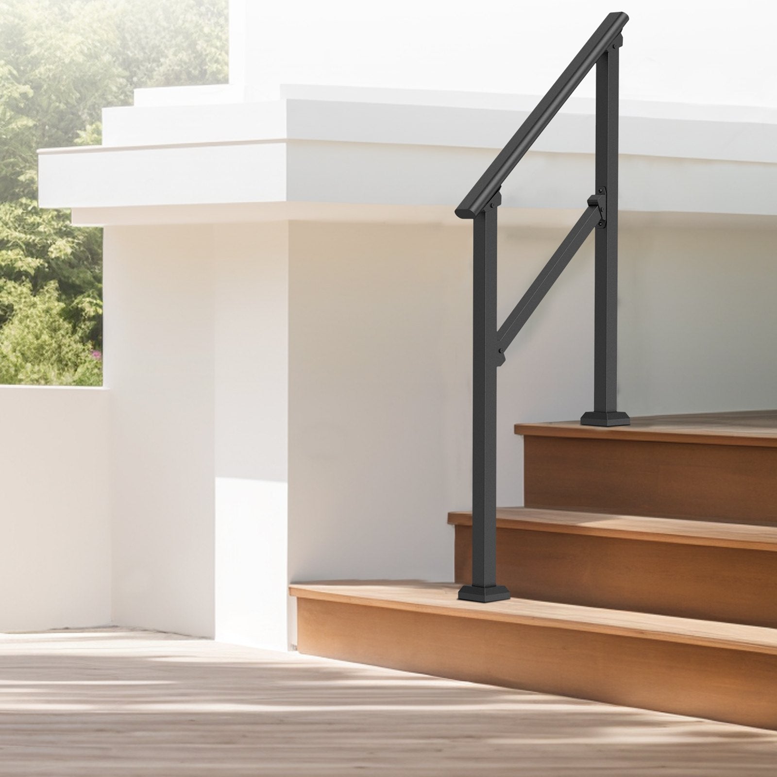 2 PCS 2-3 Handrails for Outdoor for Seniors Porch Deck Black Square Tube V952-FGDHGZLSLZFS730X7V0