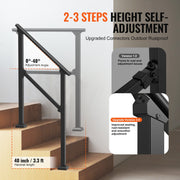 Handrails for Outdoor Steps, 2-3 Step Stair Hand Rail Kit, Transitional Carbon Steel Railings with V952-FGDHGZLSLZFSFYEP9V0