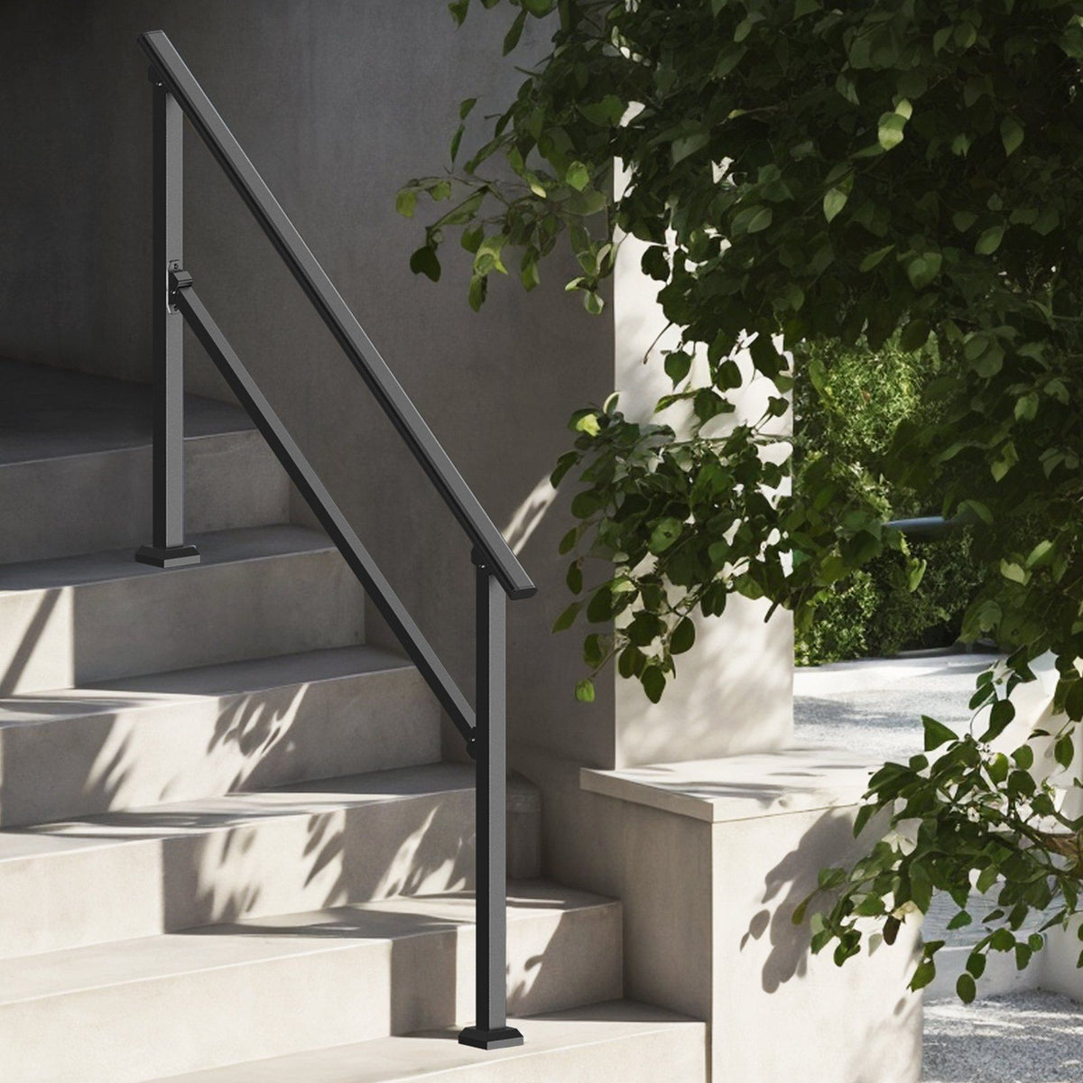 Handrails for Outdoor Steps, 4-5 Step Stair Hand Rail Kit, Transitional Carbon Steel Railings with V952-FGDHGZLSLZFSIFL6RV0