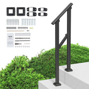 Handrails for Outdoor Steps, 1-2 Step Stair Hand Rail Kit, Transitional Carbon Steel Railings with V952-FGDHGZLSLZFSL278CV0