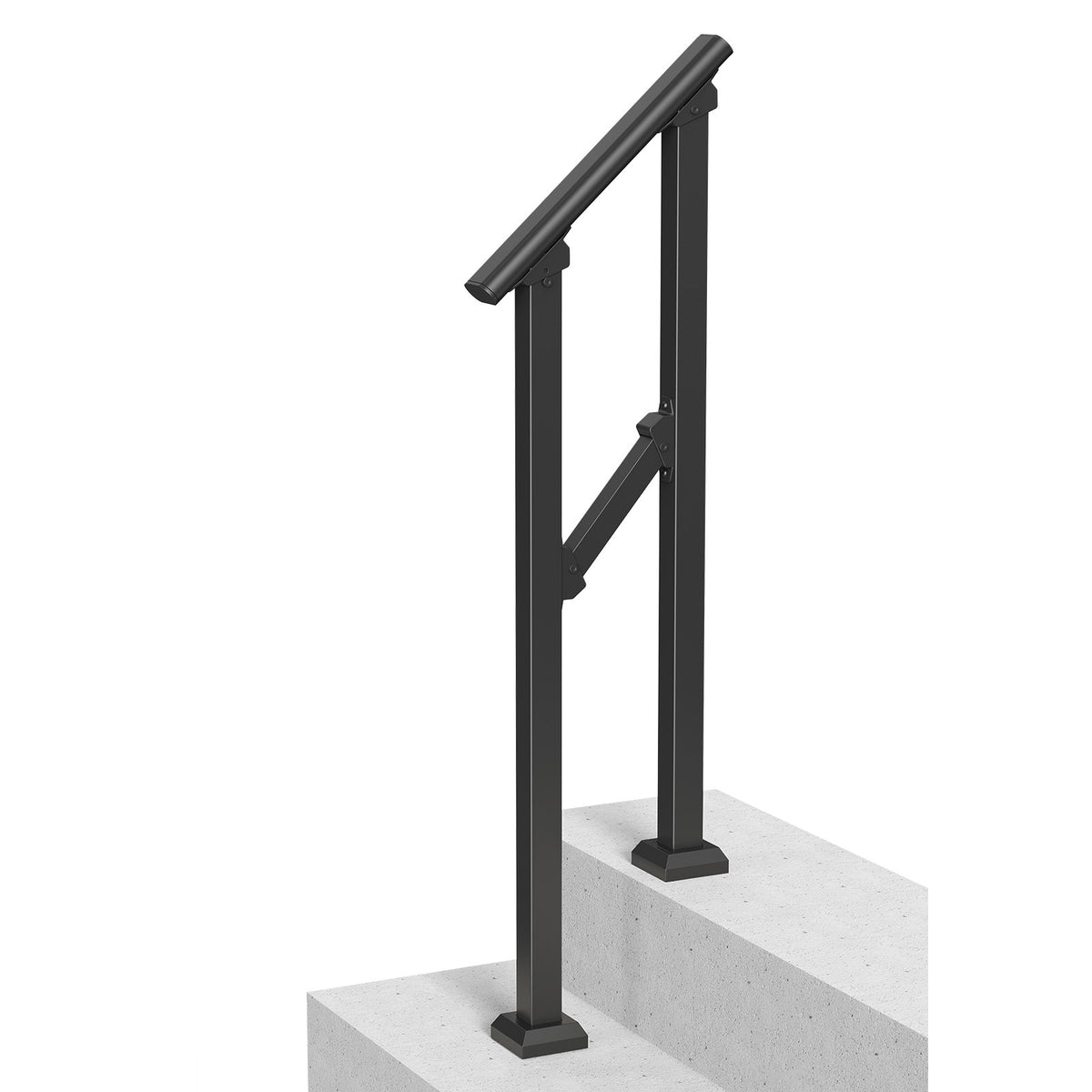 Handrails for Outdoor Steps, 1-2 Step Stair Hand Rail Kit, Transitional Carbon Steel Railings with V952-FGDHGZLSLZFSL278CV0
