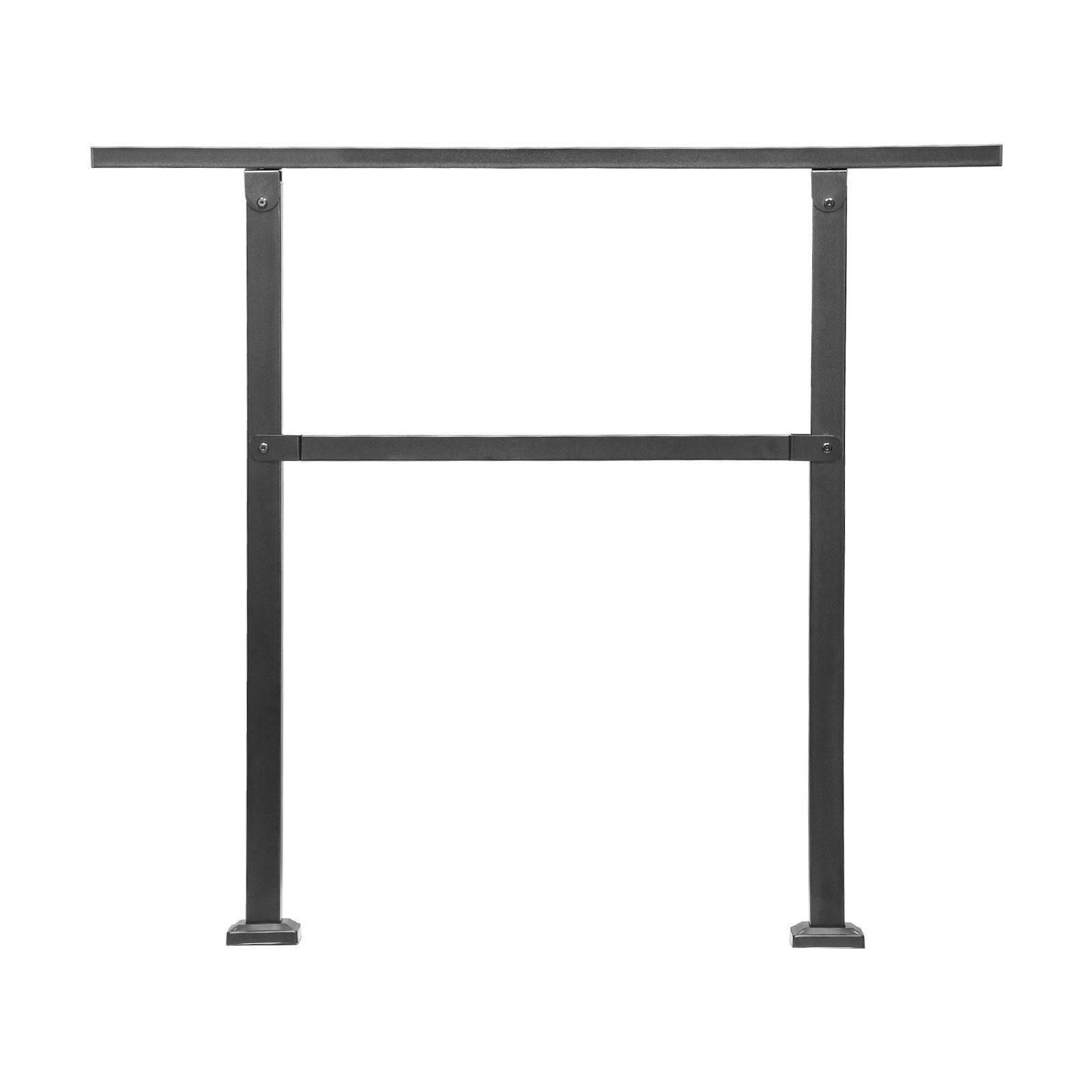 Outdoor Handrails for Steps, 2-3 Step Stair Rail Kit, Black Square Tube with Horizontal Bar, Carbon Steel V952-FGDHGZLSLZFSL90M7V0