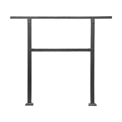 Outdoor Handrails for Steps, 2-3 Step Stair Rail Kit, Black Square Tube with Horizontal Bar, Carbon Steel V952-FGDHGZLSLZFSL90M7V0