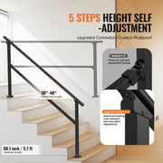 Handrails for Outdoor Steps, 5 Step Stair Hand Rail Kit, Transitional Carbon Steel Railings with Installation V952-FGDHGZLSLZFSXI0DBV0