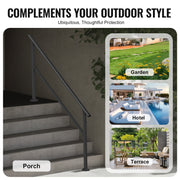 Handrails for Outdoor Steps, 5 Step Stair Hand Rail Kit, Transitional Carbon Steel Railings with Installation V952-FGDHGZLSLZFSXI0DBV0