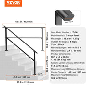Handrails for Outdoor Steps, 5 Step Stair Hand Rail Kit, Transitional Carbon Steel Railings with Installation V952-FGDHGZLSLZFSXI0DBV0