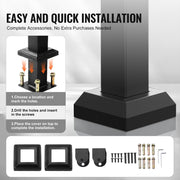 Outdoor Handrails for Steps, 4-5 Step Stair Rail Kit, Black Square Tube with Horizontal Bar, Carbon Steel V952-FGDHGZLSLZFSY0FVPV0