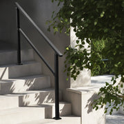 Outdoor Handrails for Steps, 4-5 Step Stair Rail Kit, Black Square Tube with Horizontal Bar, Carbon Steel V952-FGDHGZLSLZFSY0FVPV0