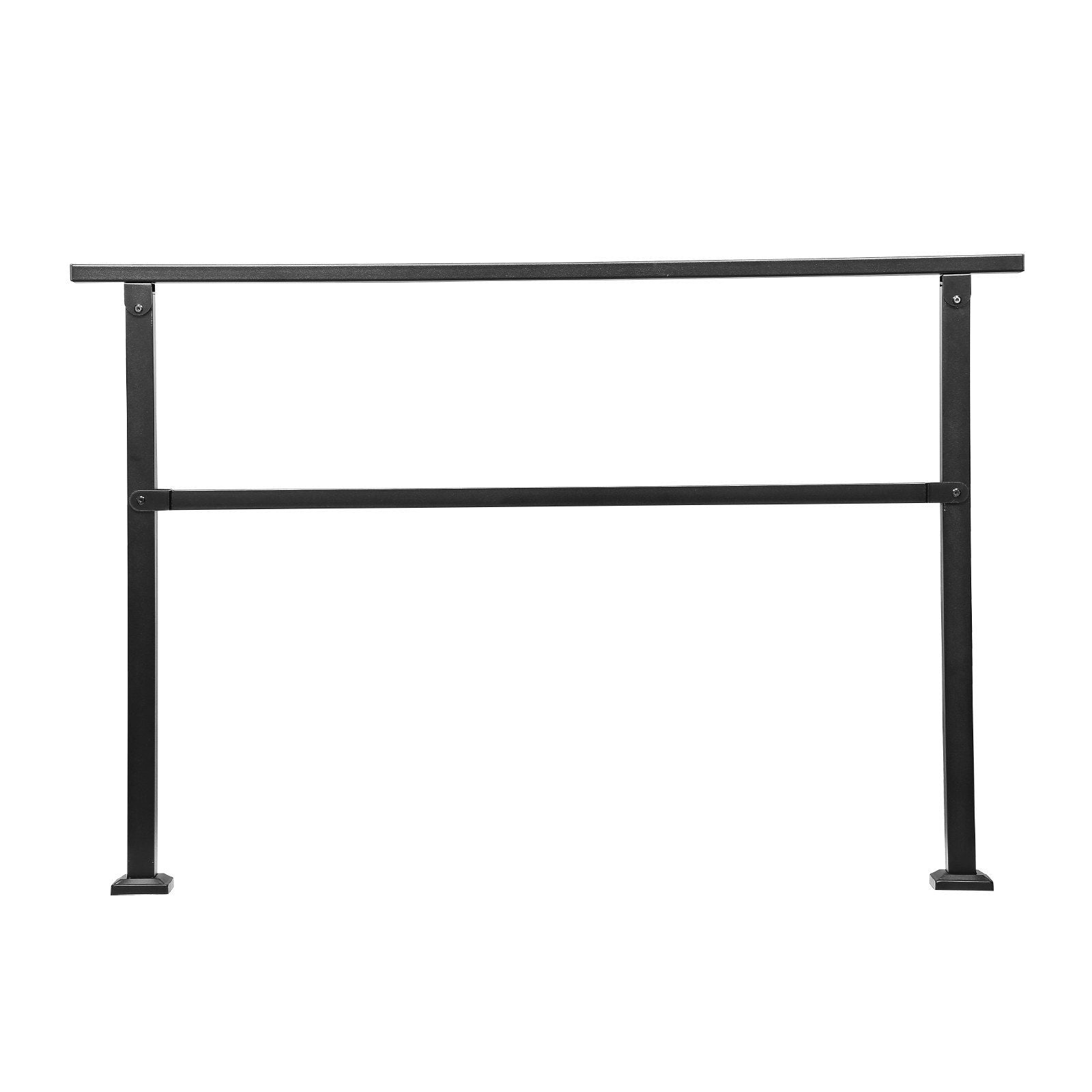 Outdoor Handrails for Steps, 4-5 Step Stair Rail Kit, Black Square Tube with Horizontal Bar, Carbon Steel V952-FGDHGZLSLZFSY0FVPV0