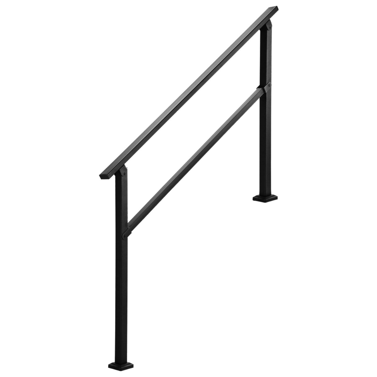 Outdoor Handrails for Steps, 4-5 Step Stair Rail Kit, Black Square Tube with Horizontal Bar, Carbon Steel V952-FGDHGZLSLZFSY0FVPV0