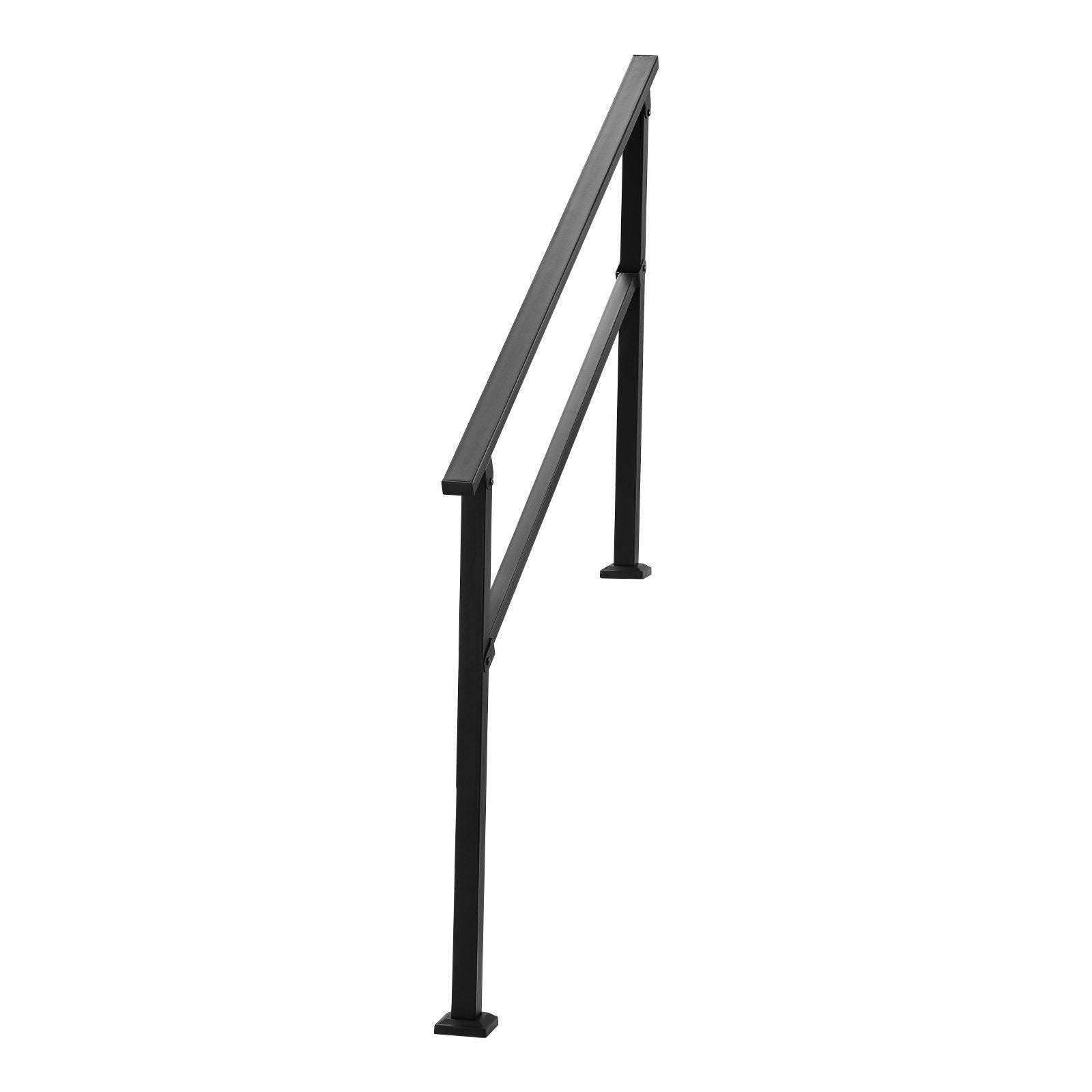 Outdoor Handrails for Steps, 4-5 Step Stair Rail Kit, Black Square Tube with Horizontal Bar, Carbon Steel V952-FGDHGZLSLZFSY0FVPV0