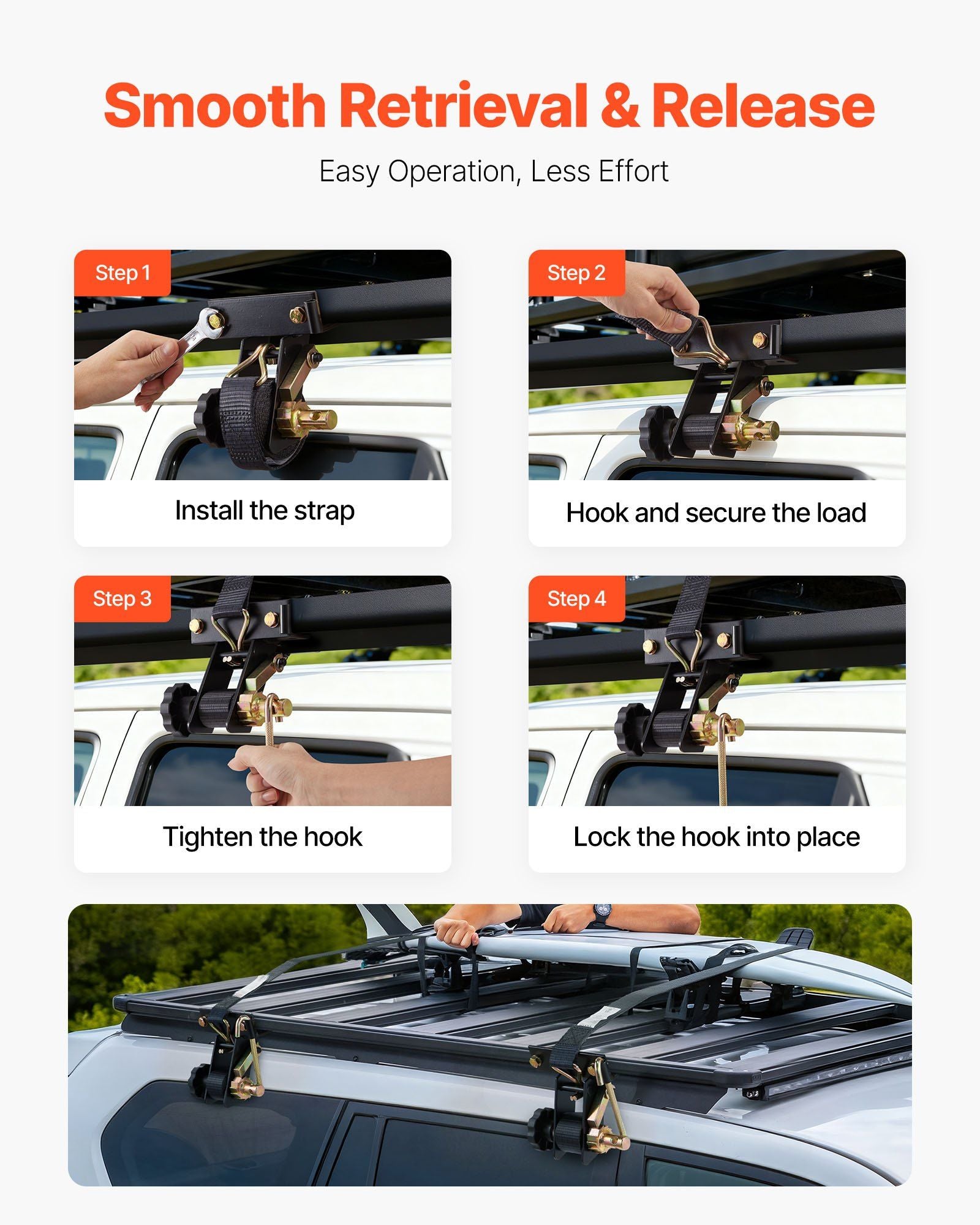 Ladder Rack Ratchet Straps, Black Square Tube Mount, 38 mm Wide x 2.25 m Long Black Ladder Rack Straps with V952-FGTJJLGDD8J0QDRGY001V0