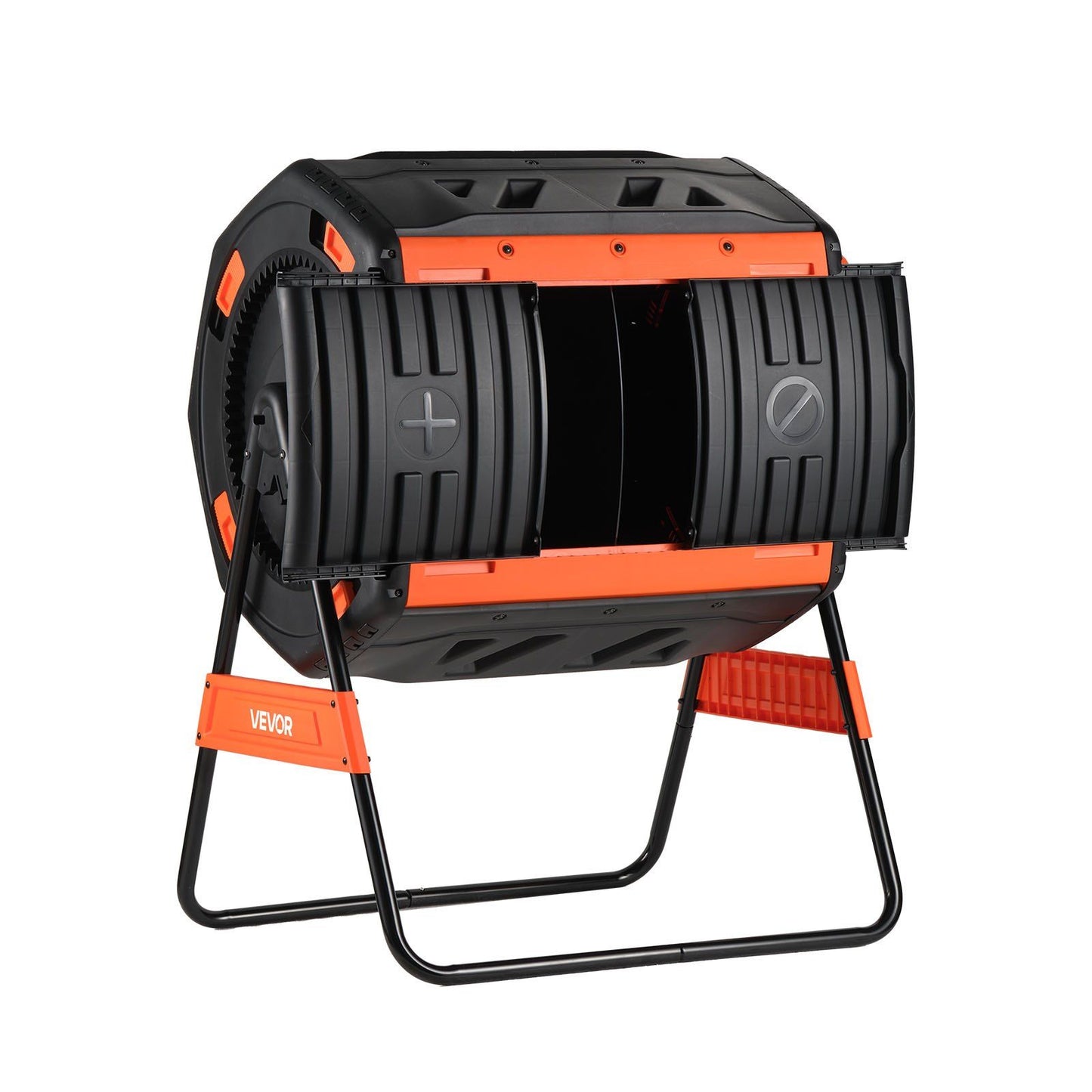 Compost Tumbler, 200L Dual Chamber Outdoor Tumbling Composter with 2 Sliding Doors and Aeration System, Large V952-FGXDFJDGL53GHS2TI001V0