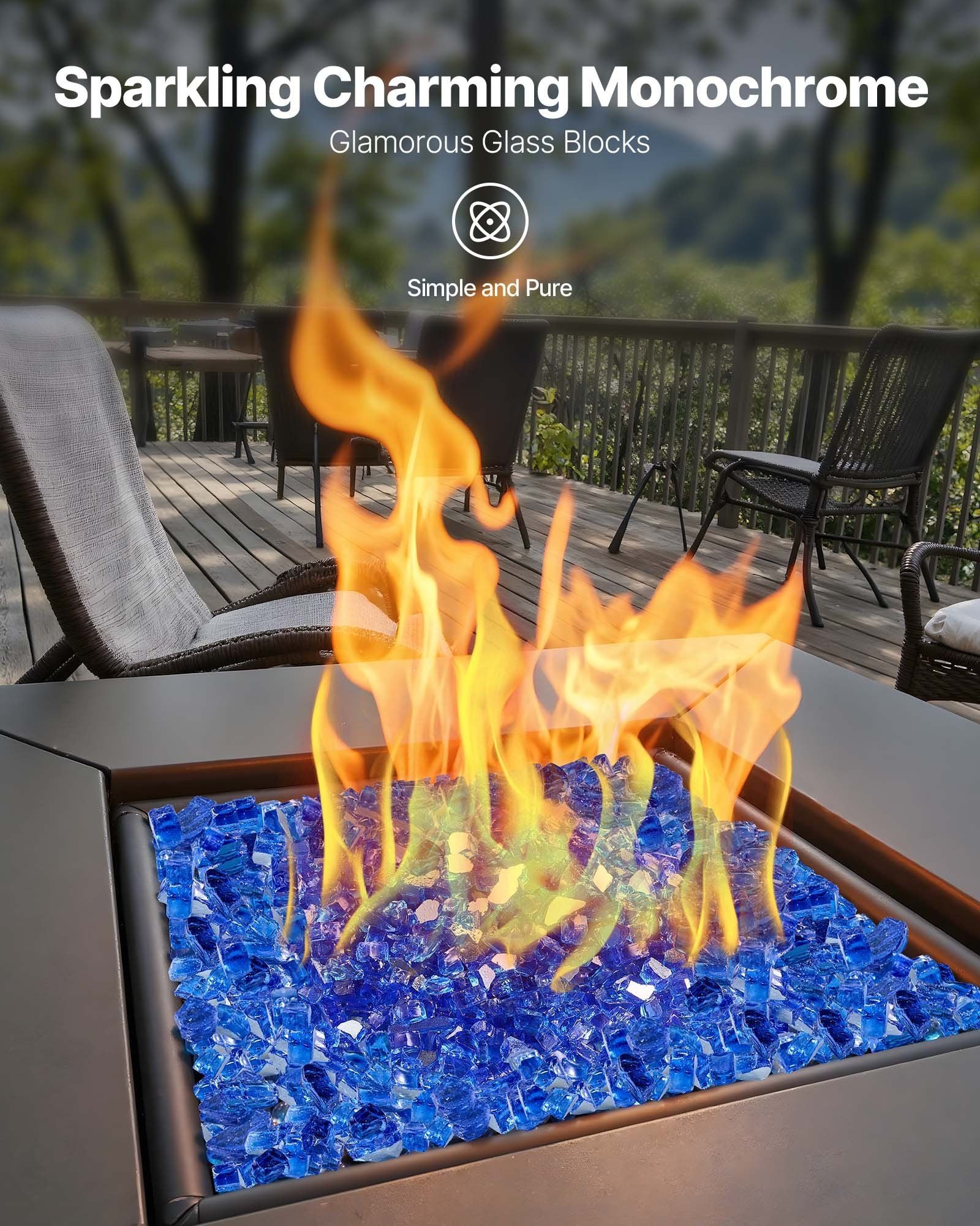 Fire Glass, 20LBS / 9KG High-Temperature Resistant Fireplace Rocks, 1/2-Inch / 12.7 mm Reflective & Smokeless V952-FHBLFGSGHBL11W1JN001V0