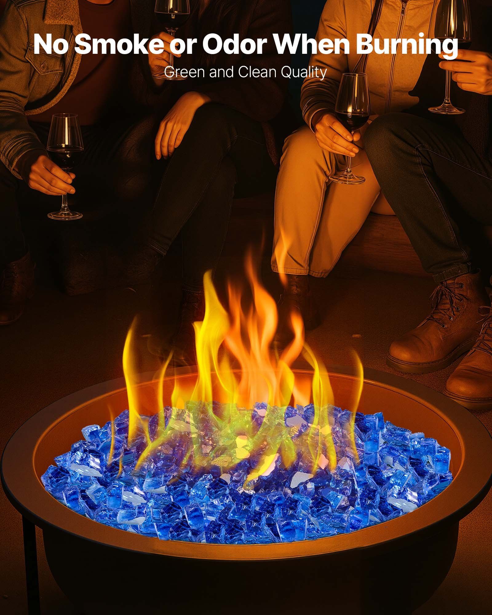 Fire Glass, 20LBS / 9KG High-Temperature Resistant Fireplace Rocks, 1/2-Inch / 12.7 mm Reflective & Smokeless V952-FHBLFGSGHBL11W1JN001V0