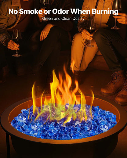 Fire Glass, 20LBS / 9KG High-Temperature Resistant Fireplace Rocks, 1/2-Inch / 12.7 mm Reflective & Smokeless V952-FHBLFGSGHBL11W1JN001V0