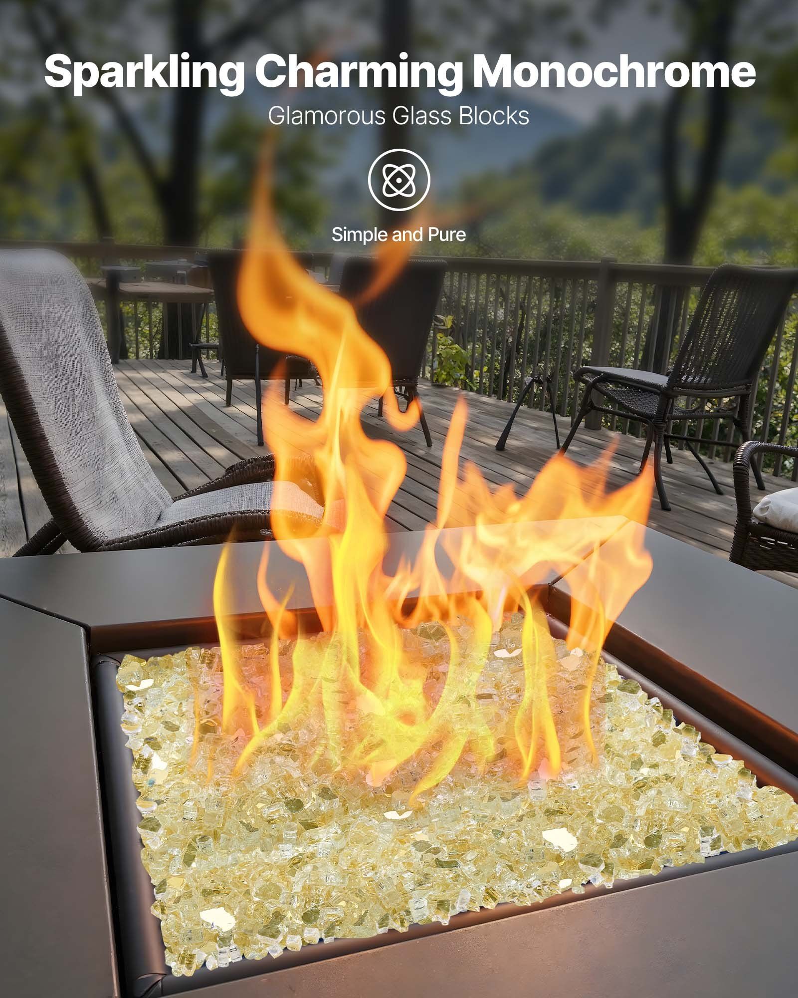 Fire Glass, 10 LBS / 4.5 KG High-Temperature Resistant Fireplace Rocks, 1/2-Inch / 12.7 mm Reflective & V952-FHBLFGSGHBL14HFPV001V0