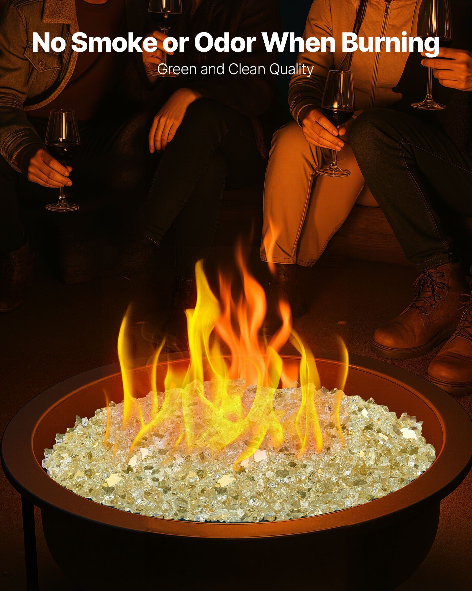 Fire Glass, 10 LBS / 4.5 KG High-Temperature Resistant Fireplace Rocks, 1/2-Inch / 12.7 mm Reflective & V952-FHBLFGSGHBL14HFPV001V0