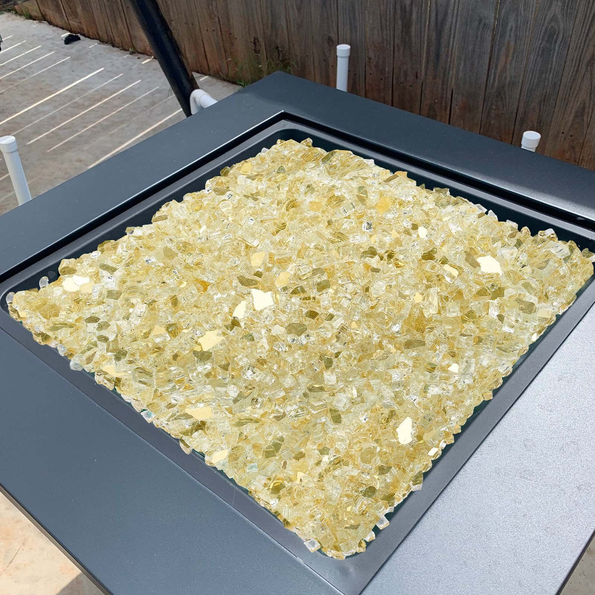 Fire Glass, 10 LBS / 4.5 KG High-Temperature Resistant Fireplace Rocks, 1/2-Inch / 12.7 mm Reflective & V952-FHBLFGSGHBL14HFPV001V0