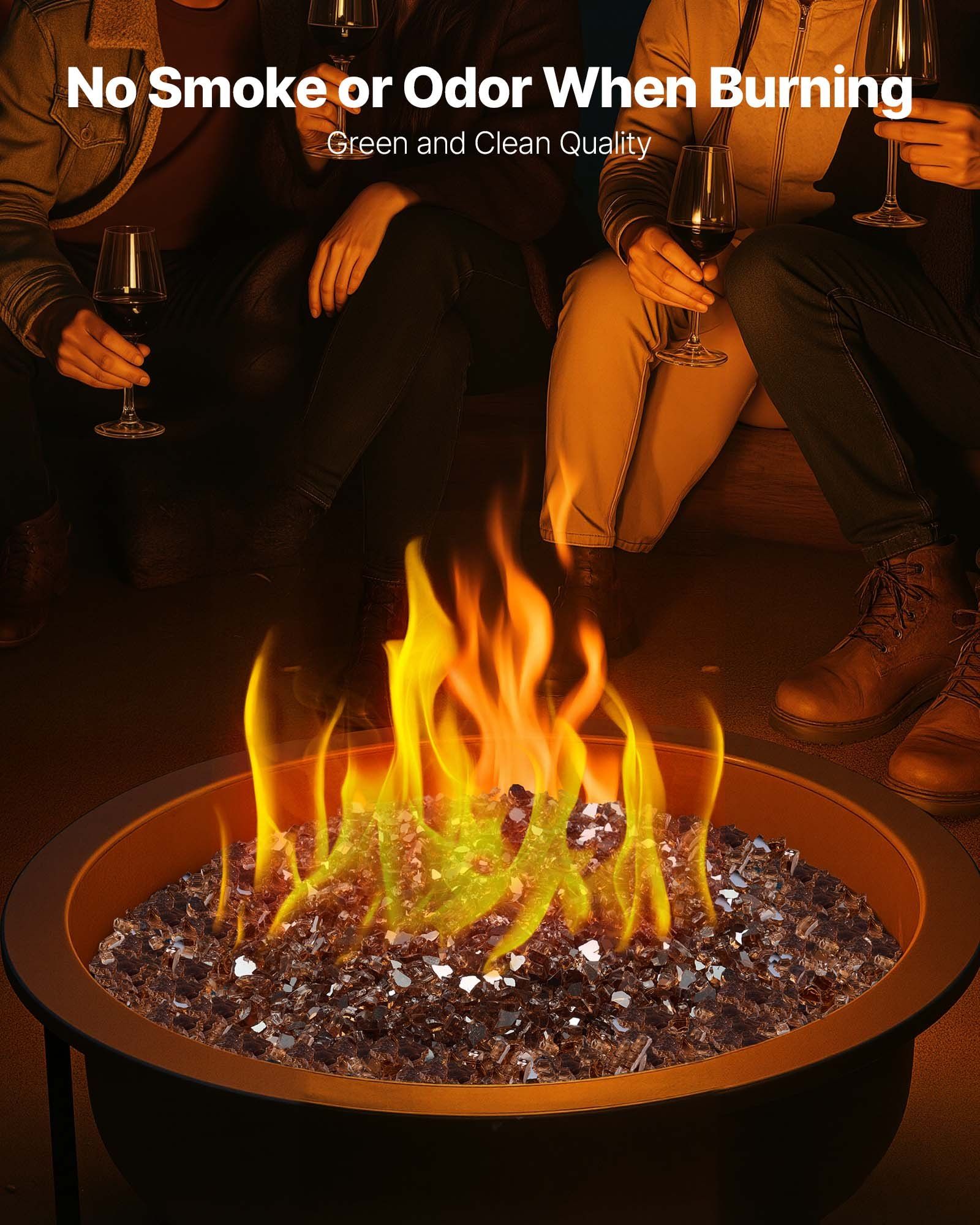 Fire Glass, 10 LBS / 4.5 KG High-Temperature Resistant Fireplace Rocks, 1/4-Inch / 6.35 mm Reflective & V952-FHBLFGSGHBL191LMJ001V0