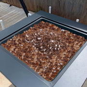 Fire Glass, 10 LBS / 4.5 KG High-Temperature Resistant Fireplace Rocks, 1/4-Inch / 6.35 mm Reflective & V952-FHBLFGSGHBL191LMJ001V0