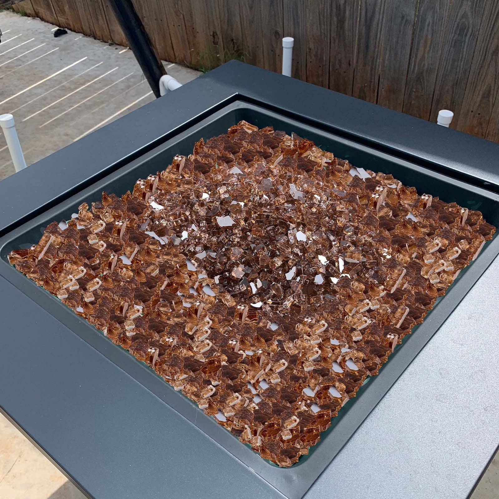 Fire Glass, 10 LBS / 4.5 KG High-Temperature Resistant Fireplace Rocks, 1/4-Inch / 6.35 mm Reflective & V952-FHBLFGSGHBL191LMJ001V0